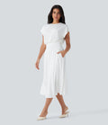 Vestido Santorini - Midi elegante con manga amplia y cintura marcada
