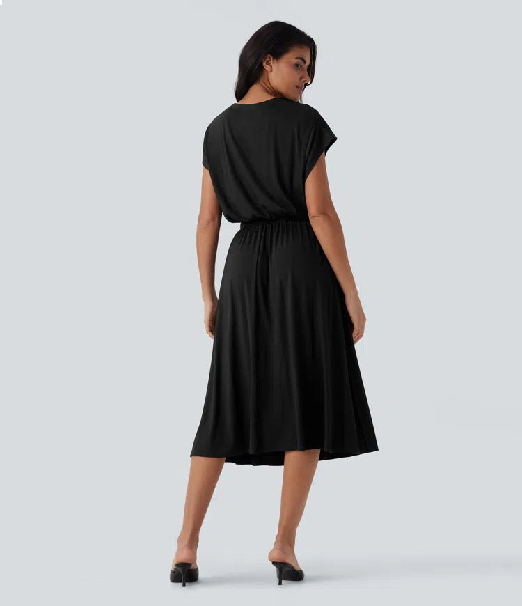 Vestido Santorini - Midi elegante con manga amplia y cintura marcada