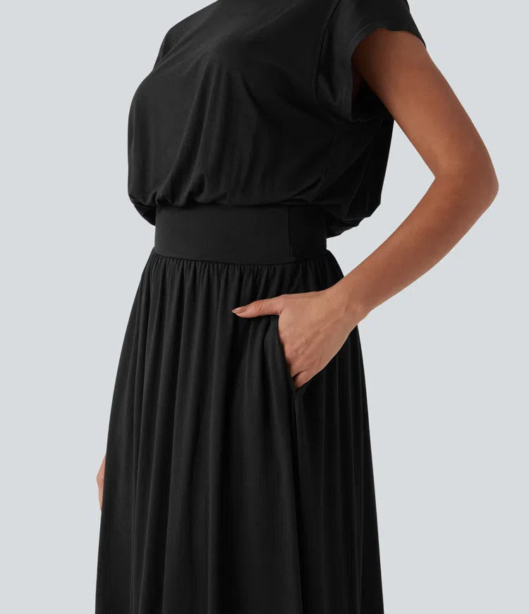 Vestido Santorini - Midi elegante con manga amplia y cintura marcada